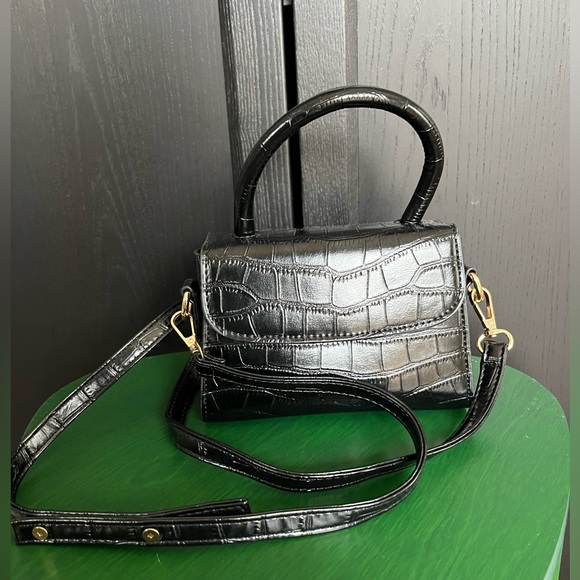 Mini Purse Top Handle Clutch Bag Crossbody Handbag with Crocodile Pattern - Picture 6 of 9